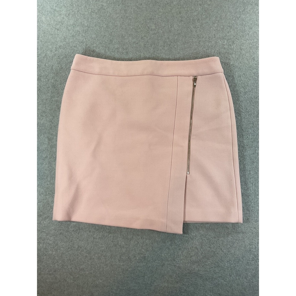 White House Black Market Pink Faux Wrap Mini Skirt Side Zip 10 Pastel Blush #740